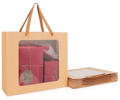 Immagine prodotto di Elzusha - Sacchetti regalo Kraft con finestra - Set da 10 pezzi