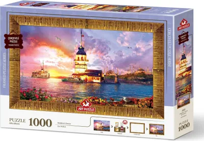 Zdjęcie produktu dla ART PUZZLE Puzzle z ramką i klejem 3w1 Girl Tower 1000 elementów