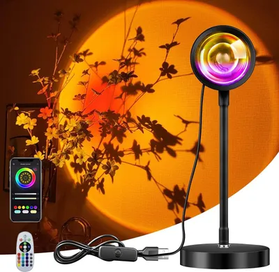 Produktbild von Sunset Lamp, RGB Sonnenuntergang lampe 16 Colors mit Fernbedienung, 180° Drehung Sunset Projection Lamp, USB LED Projector Lamp Light für Selfie Beleu