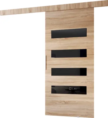 Produktbild von Minio, Schiebetür "CLEAN F", Zimmertür, 96 cm, Sonoma Eiche / Schwarze Farbe