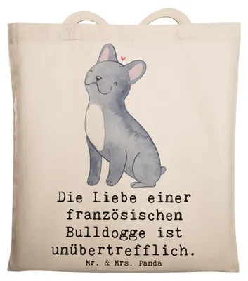 Produktbild von Mr. & Mrs. Panda umhängebeutel Französische Bulldogge Liebe - Transparent - Geschenk, Hunderassen Charakter, Tasche, Schultasche, Treue, als Haustier, Laptoptasche, Hund