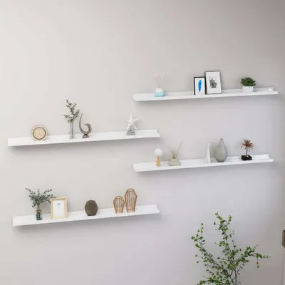 Produktbild von vidaXL Wandregale 4 Stk. Hochglanz-Weiß 100x9x3 cm