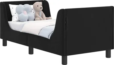 Produktbild von vidaXL Kinderbettgestell mit Kopfteil Schwarz 70 x 140 cm Samt