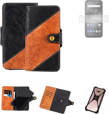 Produktbild von K-S-Trade Handyhülle Schutzhülle Bookstyle Case Wallet-Case kompatibel mit Gigaset GX6 Handy Cover Bumper Klapphülle schwarz hellbraun 1x