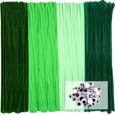 Immagine prodotto di Scovolini 4 tipi diversi, verdi, per il bricolage, 200 pezzi, filo di ciniglia lungo 30 cm x 6 mm, set per progetti fai da te