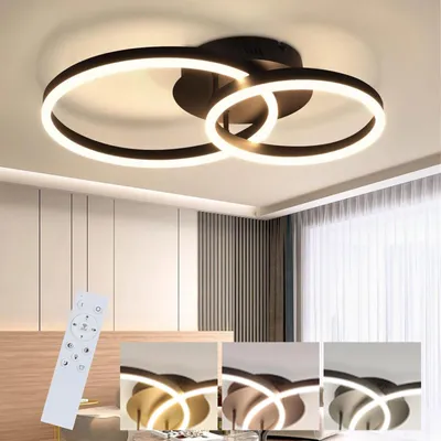Produktbild von ZMH LED Deckenleuchte 45W Dimmbar mit Fernbedienung Deckenlampe 2 Ringen Innenleuchte für Wohnzimmer Schlafzimmer Küchen Büro Arbeitszimmer Schwarz