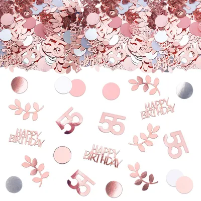 Productafbeelding van Getallenconfetti 55 - Glanzende confetti - Tafeldecoratie - Roségoud - 200 stuks - 2,5-5,5 cm