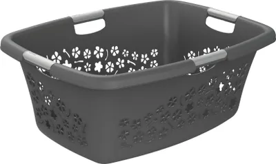 Produktbild von Rotho Wäschekorb Flowers, 50 l anthrazit
