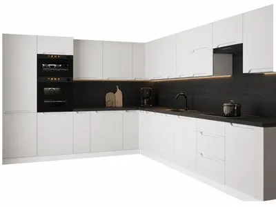 Produktbild von Winkelküche – Eckküche – Küchenzeile L-Form – Komplettküche – Küchenzeile – Zivora – KS32-G380x300 cm – Hellgrau Matt Ohne Arbeitsplatte, KI-generiertes Bild
