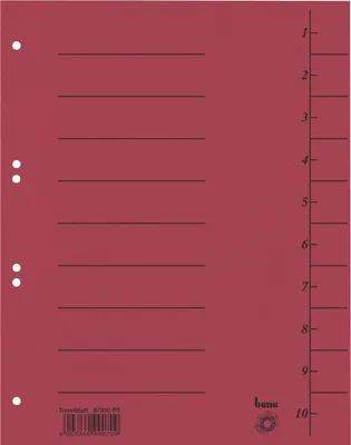 Produktbild von Trennblätter A4 250g/qm rot VE=10x100 Stück