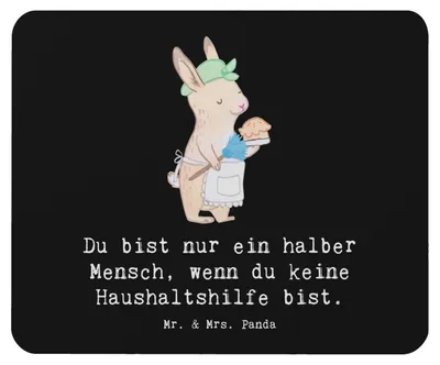 Produktbild von Mr. & Mrs. Panda Mousepad Haushaltshilfe Herz - Schwarz - Geschenk, Lustig, Spruch, Reinigungskraft, pc, Mauspad, laptop, Mouse Pad