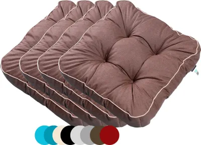 Produktbild von TexDeko® 4er Pack Loungekissen Gartenpolster für Rattanmöbel UV-Schutz & Wasserabweisend 60x80x12 cm (Braun)