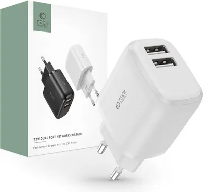 Immagine prodotto di Tech-Protect C12W Caricatore di rete a 2 porte 2,4A Bianco