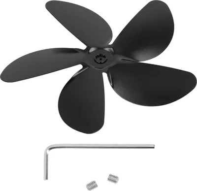 Obrázok produktu pre Náhradná čepeľ ventilátora na drevo z hliníkovej zliatiny 5 lopatiek krbového ventilátora pre domácnosť čierna