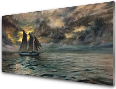 Produktbild von Acrylglasbilder 100x50 Wandbild Druck Meer Boot Landschaft