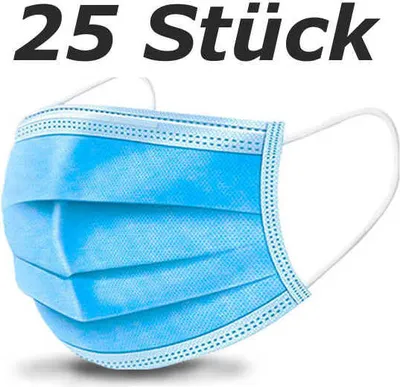 Produktbild von 25St. Maske Mundschutz Gesichtsmaske Baumwolle Atemschutz Typ 2 3-lagig