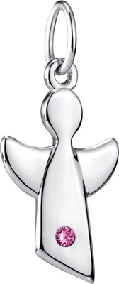 Produktbild von MATERIA Kinder Anhänger Schutzengel Juli Geburtsstein - 925 Silber Kinderkette mit Zirkonia Stein KA-459-pink
