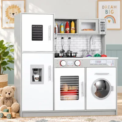 Immagine prodotto di Cucina giocattolo per bambini con luci e suoni, adatta a bambini dai 3 anni in su, colore grigio