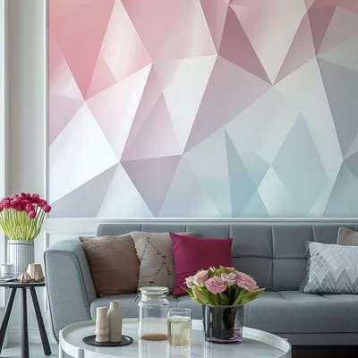 Produktbild von Decords Wandtattoo – pastellfarbene geometrische Formen in Rosa und Blau, 130 x 76 cm