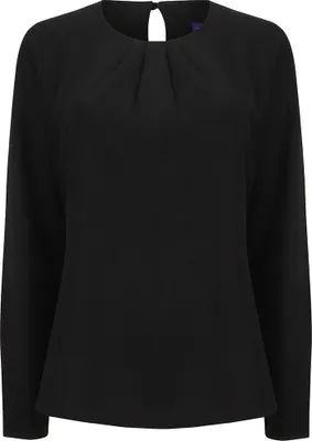 Obrázok produktu pre Henbury Dámska blúzka s dlhým rukávom PC3829 (3XL) (čierna)