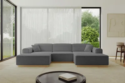 Produktbild von ALTDECOR Ecksofa in U-Form IREA-U1-v2 301x165x80 cm Grau Corner Sofa Bett Eckcouch Couch L-Form Wohnlandschaft Cauchsofa
