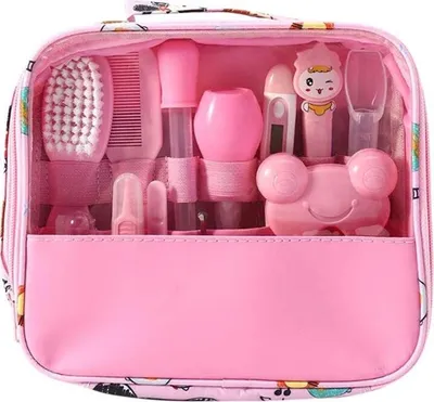 Produktbild von Babypflege Kit 13 teile/satz Neugeborenen Pflegen Set Wesentliche Healthcare Zubehör für Reisen Heimgebrauch mit Tragetasche (Rosa)
