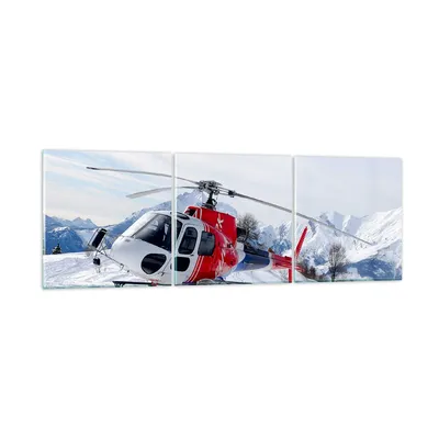 Produktbild von Bilder auf glas - Hubschrauber Berge Gipfel Winter - 150x50cm - Glasbilder - Wandbilder - Kunstdruck - zum Aufhängen bereit - Wanddekoration aus Glas - Glas Bilder - Wandbild auf Glas - GCA150x50-1572