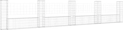 Produktbild von vidaXL Gabionenkorb U-Form mit 5 Säulen Eisen 500x20x100 cm