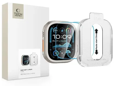Zdjęcie produktu dla Szkło Hartowane Tech-Protect Easy Set+ 2-Pack Na Apple Watch Ultra 1 / 2 49 Mm - Przezroczyste