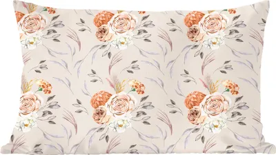 Produktbild von MuchoWow® Zierkissen Sofakissen Wohnzimmer Dekokissen 50x30 cm Rosen - Blätter - Muster - Wohnzimmerdekoration - Polster mit Photo