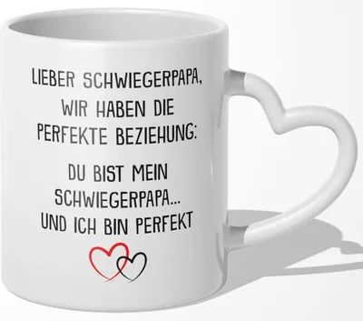Produktbild von 22Feels Schwiegerpapa Geschenk Schwiegervater Tasse Männer Kaffeetasse Vater der Braut des Bräutigams Beste Schwiegereltern Haferl Geburtstag Weihnachten (Herzhenkel Weiss)