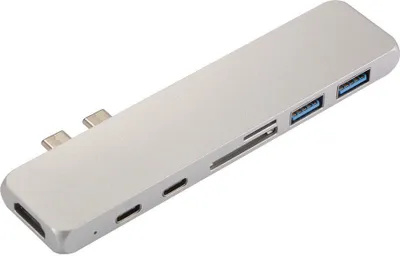 Produktbild von adapter 7w1 z podwójnym koncentratorem typu C i wieloportowym czytnikiem kart HDMI do MacBooka Pro