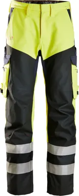 Produktbild von Snickers ProtecWork Hi-Vis Arbeitshose m. Schienbeinverstärkung, Kl. 1 HV-Gelb-Navy-116