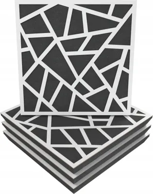 Produktbild von 4 Stück AKUSTIK-WANDPANEELE mit Montageset | "SKYROSS" 50x50x5cm | Absorption und Diffusion | Farbe: Weiß