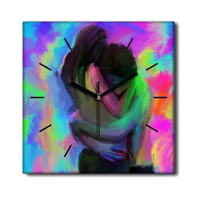 Produktbild von Coloray Uhr auf Leinwand 30x30 cm Wand Uhr Dekoration Wohnzimmer Segeltuch schwarze Hände -Ein Paar Abstraktion