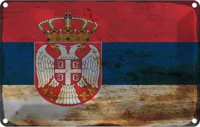 Produktbild von vianmo Blechschild 12x18 cm Serbien Serbia Rost Flagge Fahne Wappen
