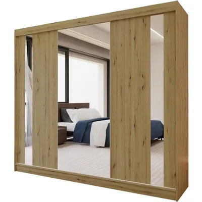 Image de BEAUTYSOFA armoire à portes coulissantes GAJA 240 cm - armoire moderne à trois portes avec miroir (Artisan)
