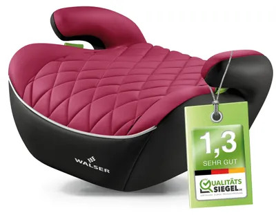 Zdjęcie produktu dla WALSER Premium – podwyższenie do fotela samochodowego dla dzieci, jakości z oceną „bardzo dobrą”*; wąski fotelik samochodowy i-Size dla dzieci w wieku 6–12 lat (125–150 cm); wygodne podwyższenie do fotela samochodowego (Booster Seat) zgodne z najnowszą normą ECE R 129, kolor czarno-różowy