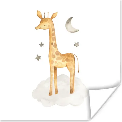 Produktbild von MuchoWow® Poster Giraffe - Dschungel - Wolke 100x100 cm - Babyzimmer