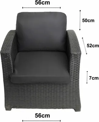 Obrázok produktu pre Záhradné vankúše na polyratanový nábytok 5-6 sedadiel antracit Sedenie na pohovku 170x50, 2 vankúše na stoličky 56x50, vankúše na záhradný nábytok