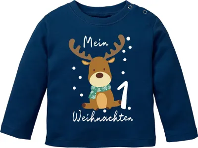 Produktbild von Baby Langarmshirt Mein erstes Weihnachten {styleVariationName} Aufdruck XMAS Outfit Babyshirt Jungen Mädchen MoonWorks®
