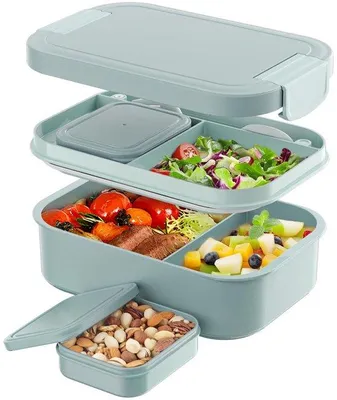 Produktbild von Azomor® Große und Auslaufsichere Bento-Lunchbox für Erwachsene mit zusätzlichen Snackboxen