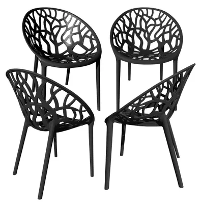 Produktbild von Gartenstuhl Kunststoff Stapelstuhl Bistrostuhl Küchenstuhl Stuhl Stapelbar , Farbe:Schwarz;Menge:4 St.