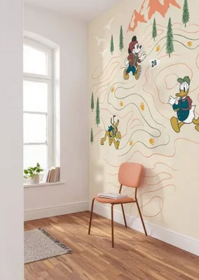 Obrázek produktu pro Komar netkaná fototapeta "Mickey potkává hory" - velikost: 300 x 280 cm (šířka x výška) - 6 panelů