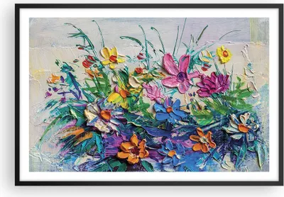 Produktbild von Gerahmtes Poster - Schwarzer Rahmen - Blumen die Farben pastos - 91,5x61 cm - Wand Bild - Wanddeko - Wandbilder - Kunstposter - Wandposter - Bilderrahmen - Bilder - Kunstdruck - P2BAA91x61-4521