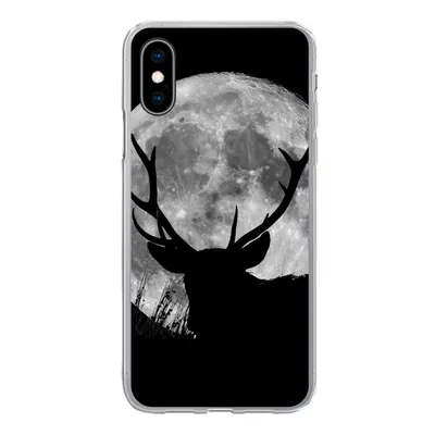Produktbild von MuchoWow® Handyhülle Schutzhülle Hülle für iPhone X Hirsch - Mond - Nacht Silikon Softcase Handy Hülle - Handyhülle