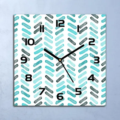 Produktbild von Wanduhr Echt-Glas-Küchenuhr Fischgrätenmuster Quarz Lautlos 30x30 Deko Bilder