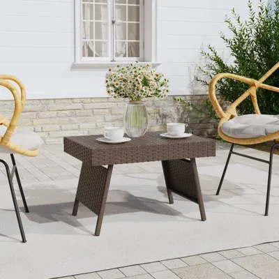 Obrázok produktu pre vidaXL Bočný stolík skladací hnedý 60x40x38 cm Poly ratan