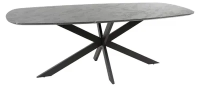 Zdjęcie produktu dla Stół do jadalni FURNLUX Marmur onyksowy czarny i czarny 215 cm / Główny kolor: czarny / Wymiary: 215 x 77 x 105 cm