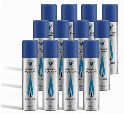 Butangas 12 x 90 ml, 99,9994 % rein, für Feuerzeuge und Brenner